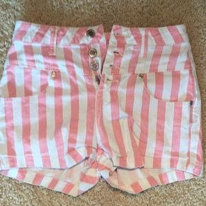 Pink and white high waisted shorts